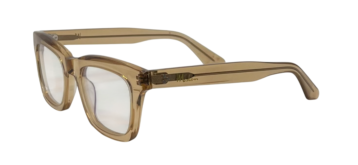 Brown eyeglasses on a white background