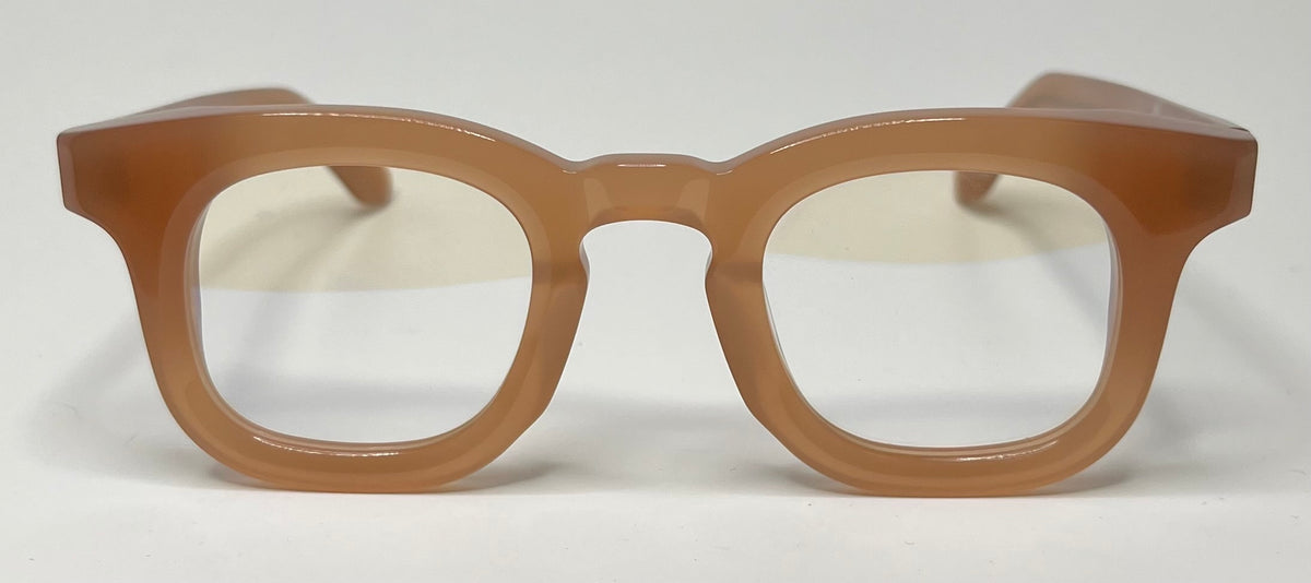 Brown eyeglasses on a white background