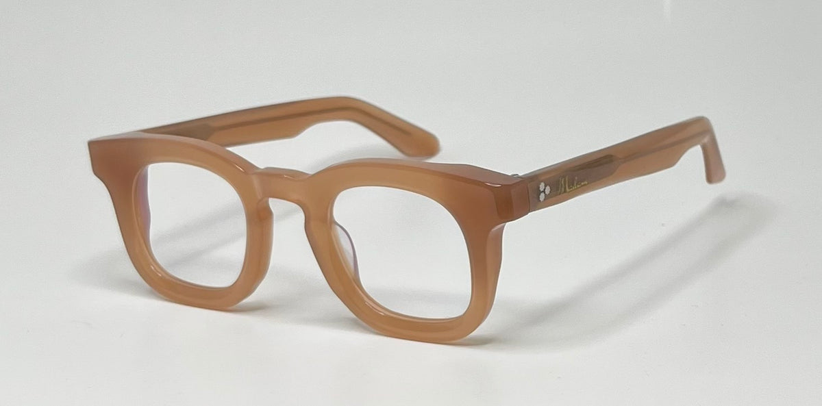 Brown eyeglasses on a white background