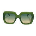 Green sunglasses with gradient lenses on a white background