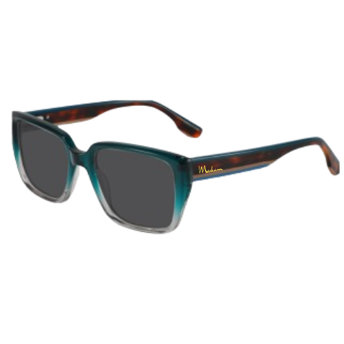 Madam Creamsicle sunglasses with teal lenses