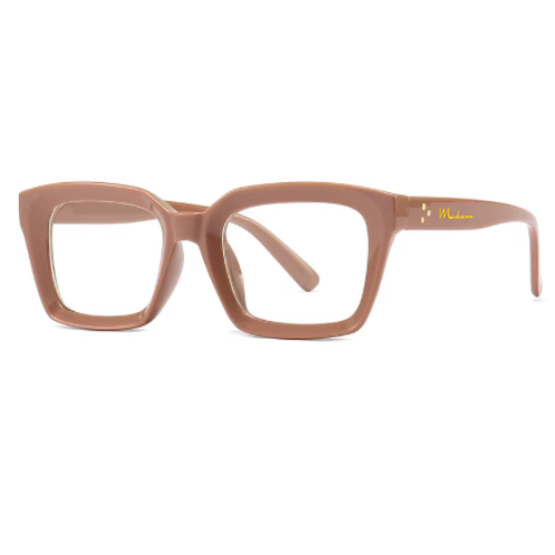 Brown eyeglasses on a white background