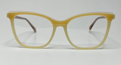 Yellow eyeglasses on a white background