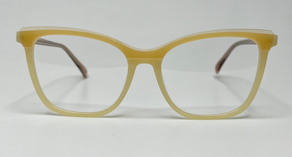 Yellow eyeglasses on a white background